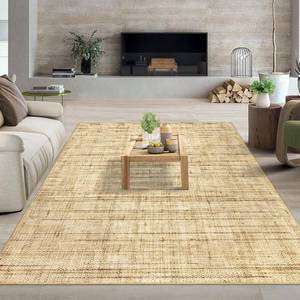 lot 111651 image: GarveeHome Washable Rugs 9x12 Area Rug for Living Room Modern Rug Farmhouse Braided Print Non Slip Large Area Rug Low Pile Thin Throw Rugs Stain Resistant Carpet for Bedroom Dining Room Natural 9x12