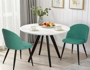 lot 111652 image: Retails for $125 Modern Upholstered Dining Chair, Velvet Kitchen Chairs with Metal Legs, (Set of 2