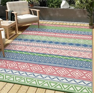 lot 211461 image: Garvee Outdoor 8x10 Rug Carpet Waterproof Reversible Patio Rug Boho Print Camping Rug