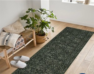 lot 211464 image: Garvee Vintage Boho Runner Rugs Dark Green 2x6 Washable Long Rugs Non-Slip Backing