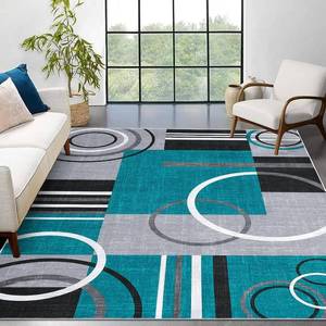 lot 211467 image: GarveeHome Rugs for Living Room 9x12 Washable Soft Rug Modern Geometric Rugs Non Slip Accent Rug Low Pile Thin Rug Stain Resistant Accent Throw Rug for Bedroom, Tturquoise