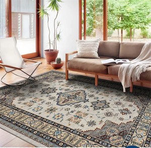 lot 211468 image: Garvee Traditional Medallion Border Area Rug, Washable Vintage Indoor Rug,