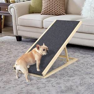 lot 311388 image: Dog Ramp for Bed,Pet Ramp for Small Dogs to Get on Bed,Couch,Car, Non-Slip Rubber Surface,16 Wide Hold up to 80lb, Adjustable Foldable Dog Ramp (Natural,16 Wide)