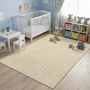 lot 311390 image: Garvee Modern Abstract Washable Rug 5x7 Plaid Print Rugs for Bedroom Non Slip Soft Artistic Carpet Contemporary Easy Clean Indoor Ultra-Thin Floor Cover for Living Room Nursery Office Dorm, Straw
