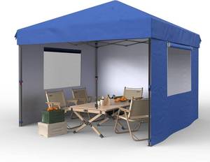 lot 311395 image: Retails for $144 Garvee 10x10 Pop Up Canopy Tent Outdoor Canopy One-Person Set Up Heavy Duty Commercial Instant Tent Shelter, 3-SidewallBlue