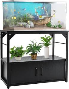 lot 311397 image: Retails for $120 40 Gallon Fish Tank Stand Metal Frame Aquarium Stand with Storage Cabinet, Fish Tank with Stand for Fish Tank Accessories Storage for Fish Lovers, 660LBS Capacity Black 36.6 L18.9 W Tabletop