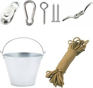 lot 311415 image: DIY Treehouse Bucket Pulley Kit   Outdoor Playset Accessory for Kids, Backyard Playground Attachment for Fun Lift System