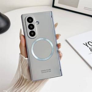 lot 311417 image: Magnetic Case for Samsung Galaxy Z Fold7 5G Cover,with Screen Protector Compatible with MagSafe Transparent PC Bumper Shockproof Anti-Drop Full Body Protection Phone Case-Black-Blue