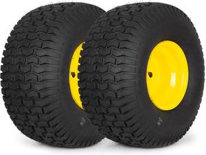 lot 411328 image: Retails for $130 2 Pack 20x8.00-8 Rear Lawn Mower Tire and Wheel Assembly, Tubeless 4 Ply, 3.5 Offset Hub, 34 Bore with 316 Keyway, 965 lb Load Capacity for Riding Lawn Mowers