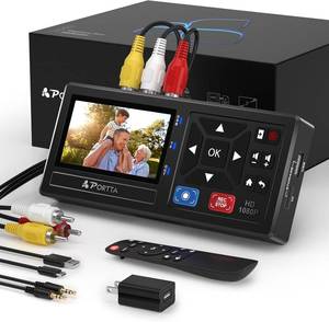 lot 411355 image: Retails for $130 Portta VHS to Digital Converter, Video to Digital Recorder with Remote, Compatible with VHS, VCR, DVR, DVD, Hi8, Mini DV, Gaming Consoles (VCR, VHSDVD Player, Camcorder Required)