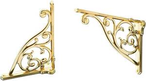lot 411359 image: Heavy Duty Solid Stand,5 Inch 2 Pack Gold,Right Angle Wall Panel Support Bracket,Decorative Shelf Bracket,Heavy Duty Vintage,Wall Mount Support DIY - Shelf Hardware Included