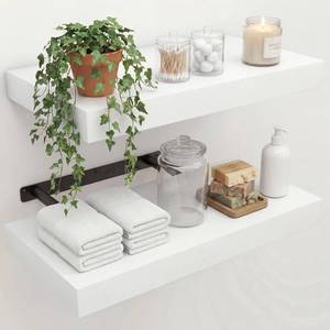 lot 411362 image: 16 Width Floating Shelves, Wall Shelves for BathroomLiving RoomBedroomKitchen Decor, White Shelves with Invisible Brackets Set of 1