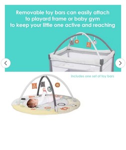 lot 271289 image: Retails for $130 Baby Trend Play Suite 3-in-1 Quick-Fold Playard with Baby Gym - Quartz Stone Maximum Weight Capacity 30 lbs, Polyester Fill, Steel Frame