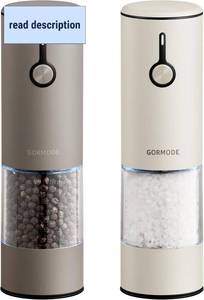 lot 211477 image: Stainless Steel Rechargeable Electric Salt and Pepper Grinder Set   USB Charging, One-Hand Electric Mill, Adjustable Coarseness, LED Light & Dust Cover  2pack(Greige & Buttercream)