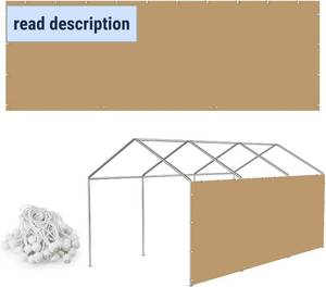 lot 311383 image: Carport Replacement Canopy Sidewall 20x6.6FT Fits 10x20,12x20,13x20,20x20FT Carport, Waterproof & UV Protected, with Ball Bungees (Only Sidewall, Frame Not Include) (Khaki, Sidewall 1 Pack)