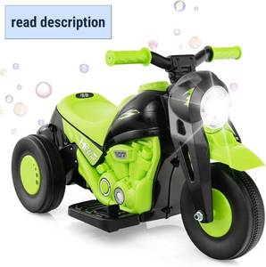 lot 311384 image: HONEY JOY Ride On Motorcycle, 6V Toddler Motorcycle with Bubble Maker, LED Light, Music, Foot Pedal, ForwardBackward, 3-Wheel Battery Powered Electric Motorcycle for Kids, Gift for Boys Girls (Green)