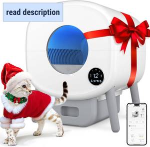 lot 251296 image: Retails for $200 Cumrige Self Cleaning Litter Box, Large Capacity Automatic Cat Litter Box Self Cleaning for Cats, App Control,Safety Protection, 2 Roll Garbage Bags,White & Grey