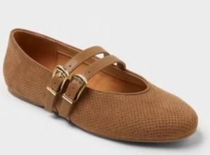 lot 12980 image: UniverseThread Womens Double Strap Ballet Flats Taupe, 8.5