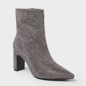 lot 13010 image: Womens Gloria Low Shaft Heeled Rhinestones Boots with Memory Foam Insole - A New Day Silver 7.5