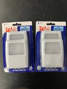 lot 4128 image: 2-2packs Walgreens LED Night Lights Soft White 3000K Plug-ins