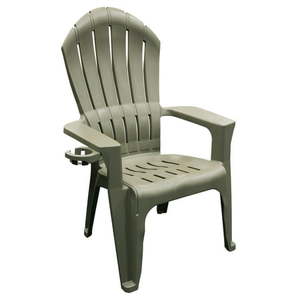 lot 39889 image: Adams Big Easy Outdoor Resin Adirondack Chair with Cup Holder  Gray