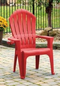 lot 39894 image: Big Easy Adirondak Patio Chair With Cup Holder, Cherry Red