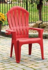 lot 39895 image: Big Easy Adirondak Patio Chair With Cup Holder, Cherry Red
