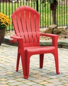 lot 39983 image: Big Easy Adirondak Patio Chair With Cup Holder, Cherry Red