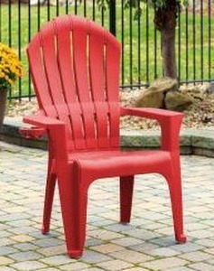 lot 39984 image: Big Easy Adirondak Patio Chair With Cup Holder, Cherry Red