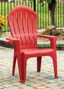 lot 39987 image: Big Easy Adirondak Patio Chair With Cup Holder, Cherry Red