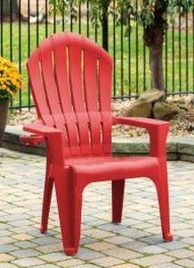 lot 39988 image: Big Easy Adirondak Patio Chair With Cup Holder, Cherry Red