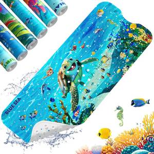 lot 612 image: XIYUNTE Baby Bath Mat for Tub Non Slip Kids Bath Mat - 40x16 Extra Long Cartoon Bathtub Mat Non Slip Kids Shower Mat Eco-Friendly Toddler Bath Mats with Suction Cups, Machine Washable - Retail $20