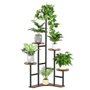lot 618 image: GLOKUUCA Corner Plant Stand Indoor, 6 Tier Corner Plant Shelf Flower Stand for Multiple Plants, Plant Shelves Organizer Rack for Living Room, Balcony, Patio, Garden (Round) - Retail $40