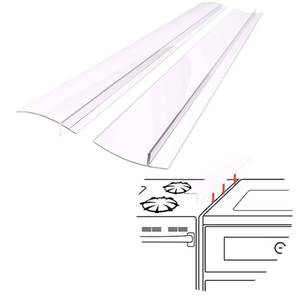 lot 624 image: SEVCHY Silicone Stove Gap Covers (2 pack), Oven Gap Filler, Heat Resistant Stove Gap Filler, Seal Gap between Stovetop and Counter, Easy Clean (25 inch, Clear) - Retail $12