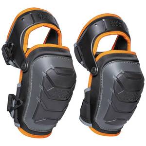lot 636 image: Klein Tools 60491 Hinged Knee Pads, Heavy Duty Gel Foam Protective Knee Pads with Quick-Fasten Buckle and Thigh Strap, Black - Retail $55