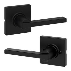 lot 646 image: Kwikset Casey Interior Passage Door Handle, Lever For Closet and Hallway Doors, Reversible Non-Locking Handle Lever, Matte Black , with Microban Protection - Retail $22
