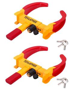 lot 652 image: Tevlaphee Wheel Lock Set,Trailer Security Adjustable Anti Theft Trailer Wheel Lock for Car Camper Trailers SUV Boat Motorcycle Great Deterrent 2 Packs 6 Alike Keys - Retail $60