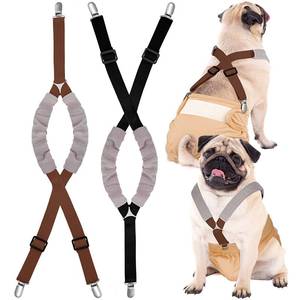 lot 665 image: Saintrygo 2 Pcs Dog Suspenders for Diapers Female Male Belly Bands Canine Harness Keep Diaper on Your Pet for Small Medium and Large Dogs(Black, Brown,Medium) - Retail $17