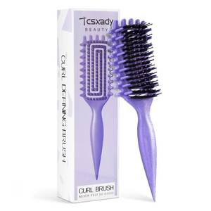 lot 670 image: Curly Hair Brush,Curl Defining Brush for Effortlessly Defined Curls & Waves,Vented Hair Brush for Wet & Dry Hair,Women and Men,Reduces Frizz (Purple) - Retail $7