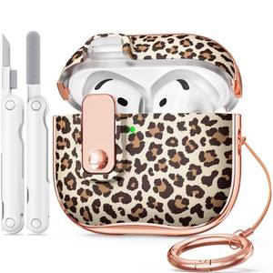 lot 673 image: Polislime for Apple AirPod 4 Case 2024 with Lock,Clear TPU Floral AirPod 4th Generation Cases for Women Girly, iPod 4 Case with Keychain & Cleaner Kit- Brown Leopard Print - Retail $12