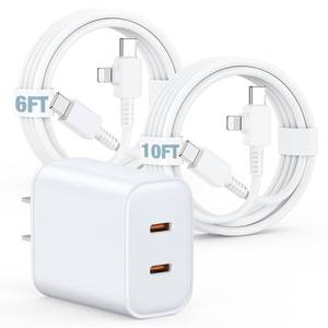lot 674 image: BETHEONE 40W for iPhone 17161514131211 Charger Fast Charging, 2in1 Dual Ports Plug with 610FT Long Type C& Lightning Cable Cord for iPhone 16e,1615 Plus,17 Air, 171615 Pro, Pro Max, iPad