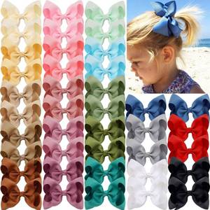 lot 697 image: JOYOYO 40Pcs 4.5 Hair Bows Alligator Clips, Grosgrain Ribbon Girls Bows Clips Barrettes Hair Accessories for Baby Girls Toddlers Kids Teens (4.5inch,20 Colors in Pairs) - Retail $10