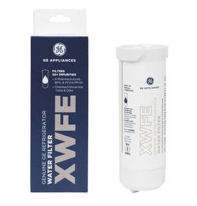 lot 704 image: GE XWFE Refrigerator Water Filter, Genuine Replacement Filter, Certified to Reduce Lead, Sulfur, and 50 Other Impurities, Replace Every 6 Months for Best Results, Pack of 1 - Retail $43
