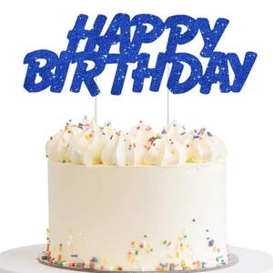 lot 705 image: BEISHIDA blue HAPPY BIRTHDAY Cake Topper, Happy Birthday Cake Bunting Decor,Birthday Party Decoration Supplies��Photo Booth Props - Retail $6