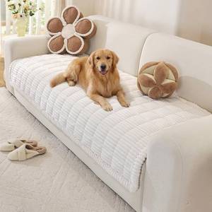 lot 724 image: OstepDecor Washable Couch Cover for Dogs, Thick Pet Friendly Sofa Covers, Soft Couch Protector, Paw Cart Sofa Slipcovers, Cushion Protector for Leather, Sectional, Loveseat (35.4 x 82.7, White) - Retail $57