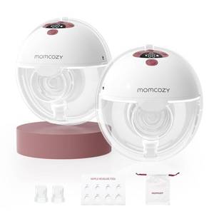 lot 741 image: Momcozy M5 Lite Hands-Free Wearable Breast Pump, DoubleFit Flange for Baby-Like Comfort, 3 Modes & 9 Suction Levels, No Flange Insert or Hard Carry Case, 24mm, 2-Pack, Cozy Red - Retail $133
