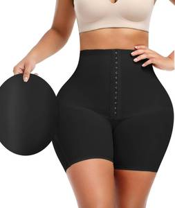 lot 759 image: SHAPEBUS Faja Shorts Butt Pads for Bigger Butt Lifting Shapewear Tummy Control Body Shaper Booty Pads for Women Black L - Retail $43