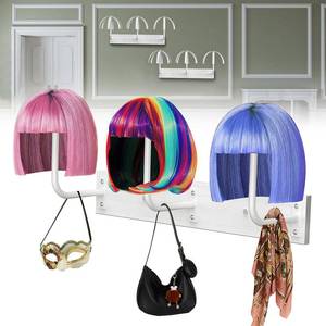 lot 763 image: Yingsi-Fty 6 Pcs Hanging Wig Stand for Multiple Wigs, Durable Wall Mounted Wig Hanger Holder,Wig Holder for Multiple Wigs,Hanging Wig Holder for Display, Storage, Styling, Drying,Practice,Design (White) - Retail $26