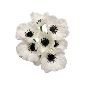 lot 765 image: Rikyo 10 Stem 11 Bouquets Artificial Flowers Poppy Flowers,No Fade Faux Anemone Wild Flowers for Kitchen Table Centerpiece Vase,Home Greenery Wedding Holding Flowers Backdrop Arch Wall(White) - Retail $14