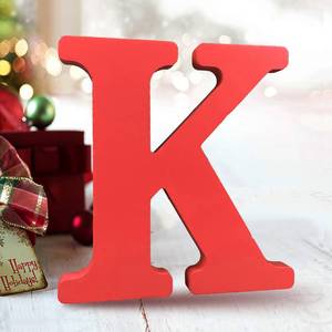 lot 767 image: AOCEAN 6 Inch Red Wood Letters Unfinished Wood Letters for Wall Decor Decorative Standing Letters Slices Sign Board Decoration for Craft Home Party Projects (K) - Retail $7
